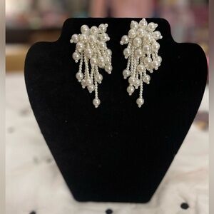 Pearl tone bead Statement Earrings